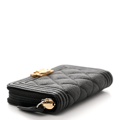 Chanel Caviar Quilted Boy Zip Around Coin Purse Wallet Black 3 of 7