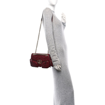 Gucci Calfskin Matelasse Small GG Marmont Multi Pocket Shoulder Bag Rosso Ancora 2 of 10