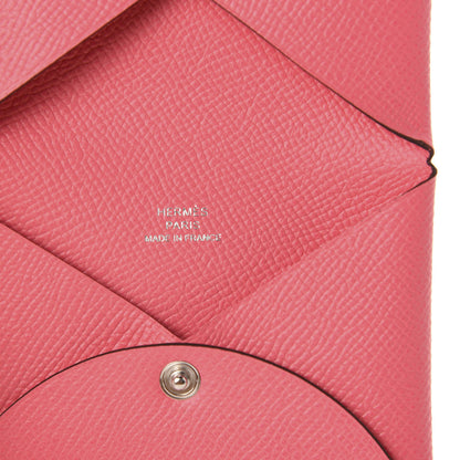 Hermes Epsom Calvi Card Case Rose Azalee 6 of 7