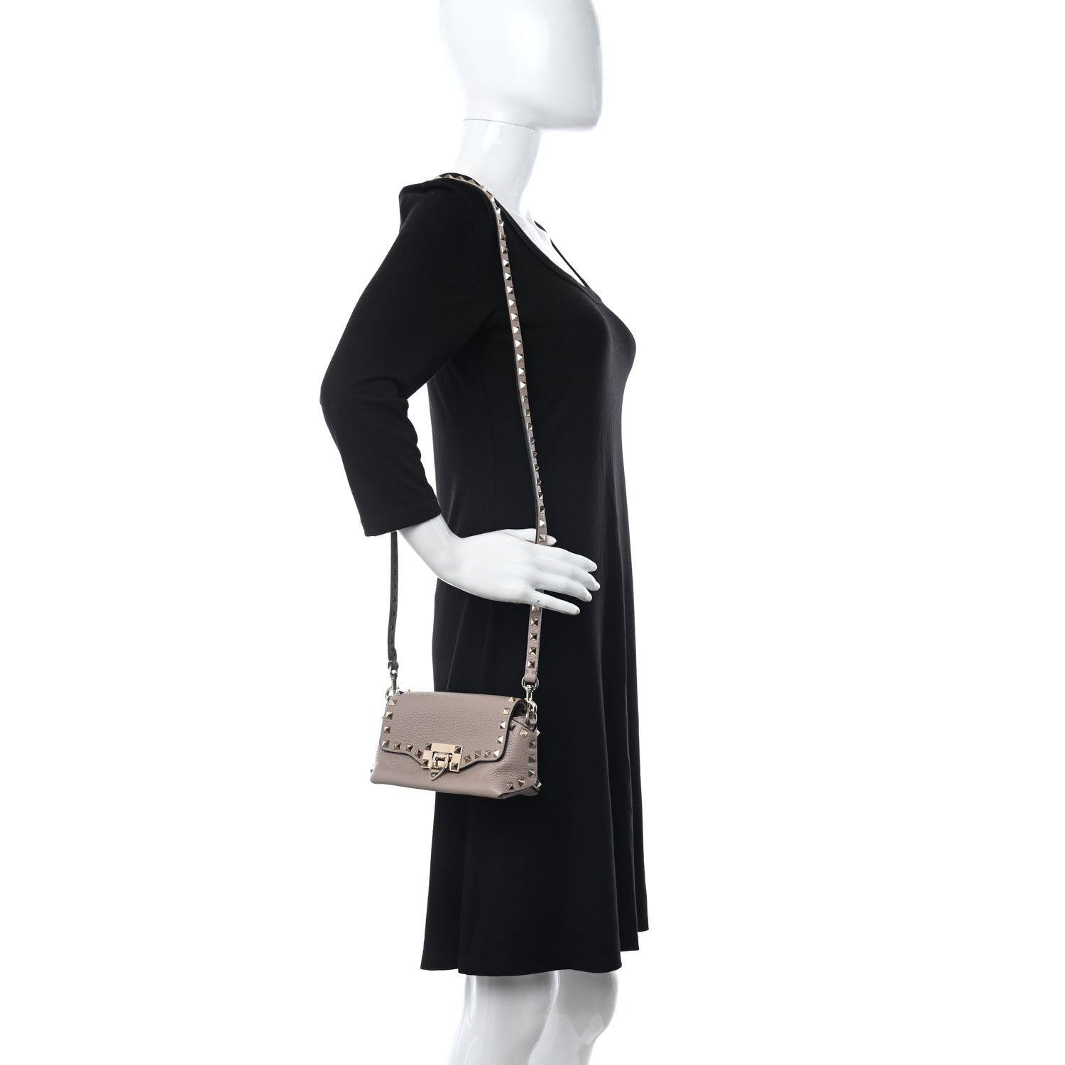 Valentino Garavani Pebbled Calfskin Mini Rockstud Crossbody Bag Poudre 2 of 9