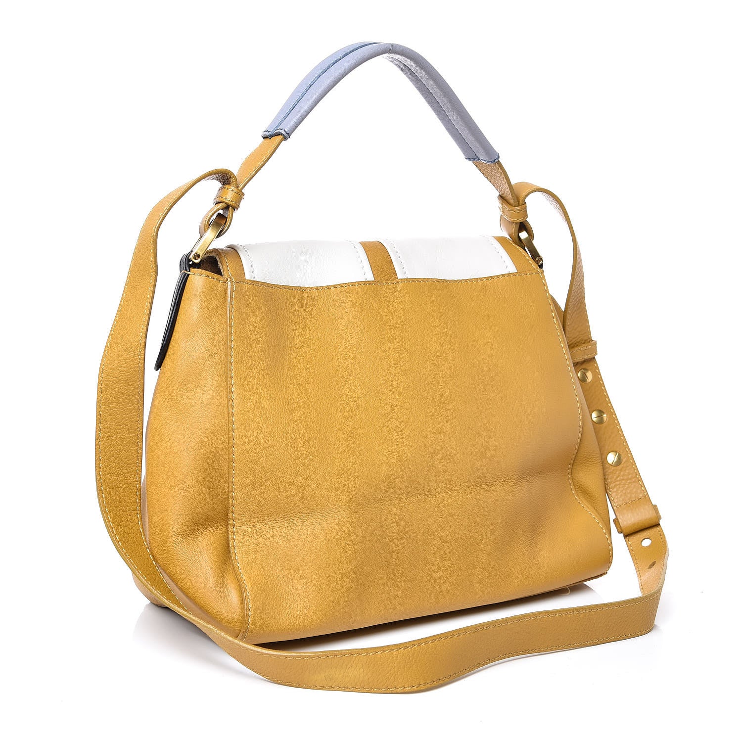 Fendi Calfskin Colorblock Anna Shoulder Bag Yellow White 3 of 14