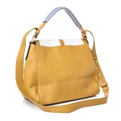 Fendi Calfskin Colorblock Anna Shoulder Bag Yellow White 3 of 14