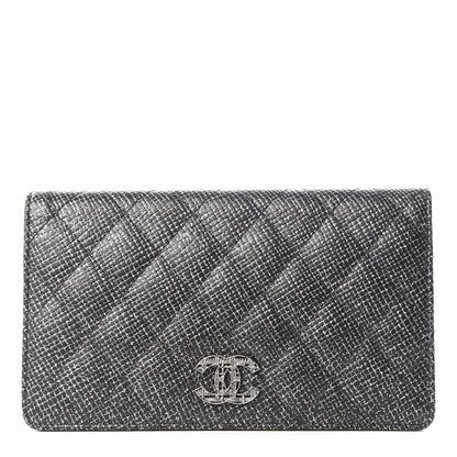 Chanel Glittered Calfskin Quilted Yen Wallet Black 1 of 10