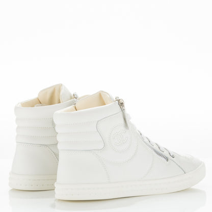 Chanel Calfskin High Top CC Sneakers 37 White 4 of 8