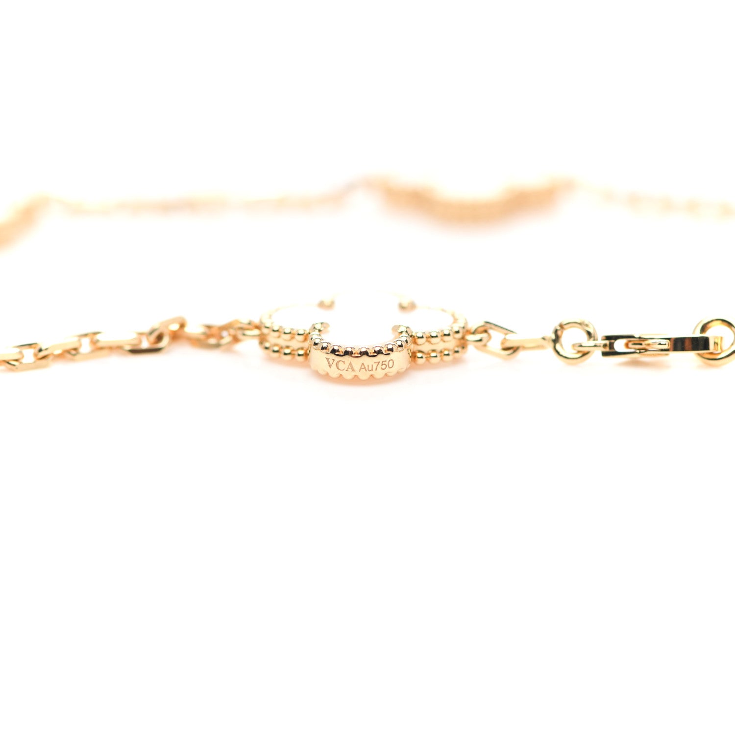Van Cleef & Arpels 18K Yellow Gold Mother of Pearl 10 Motifs Vintage Alhambra Necklace 6 of 8