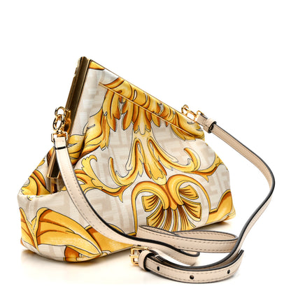Fendi X VERSACE Silk Calfskin Fendace FF Baroque Print Medium Fendi First White Gold 3 of 11