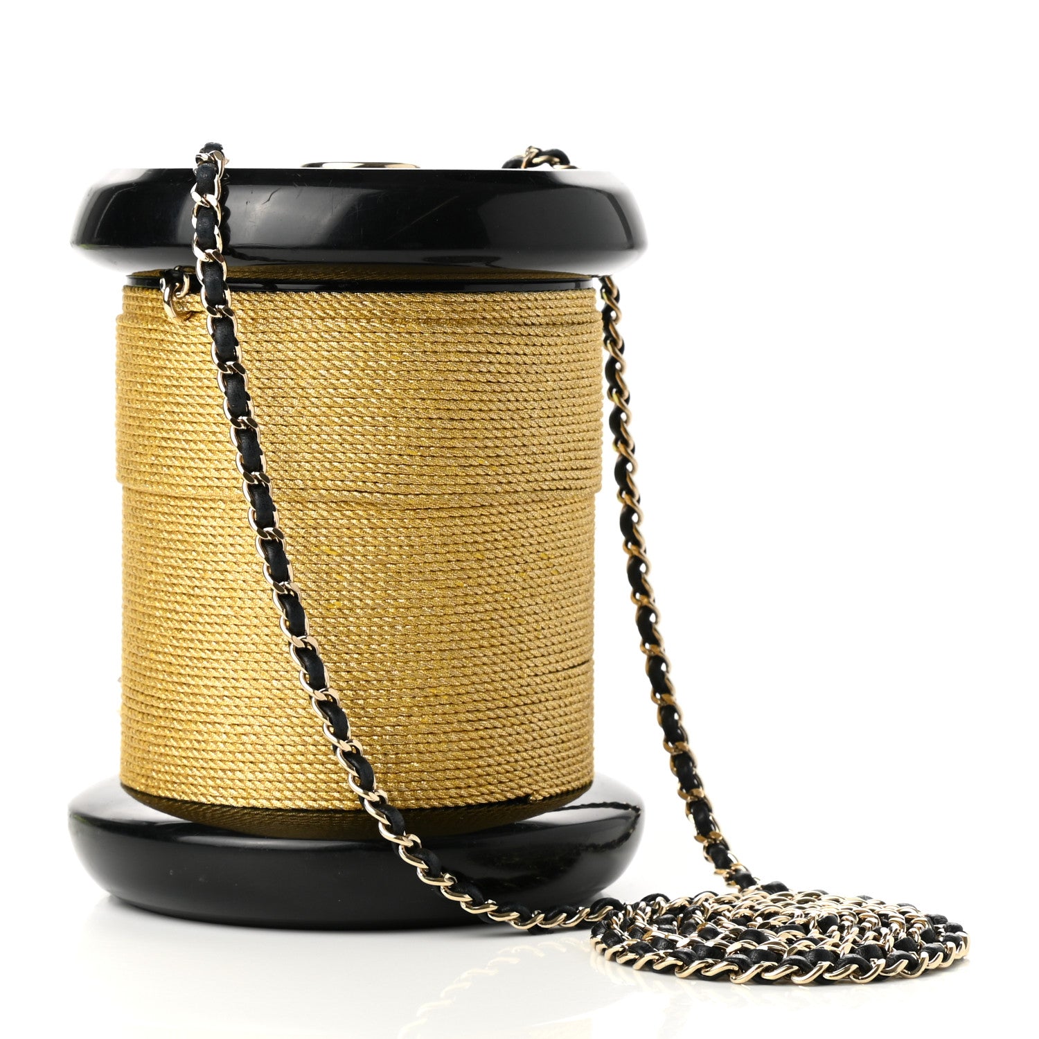 Chanel Plexiglass Bobbin Minaudière Clutch Black Gold 2 of 5