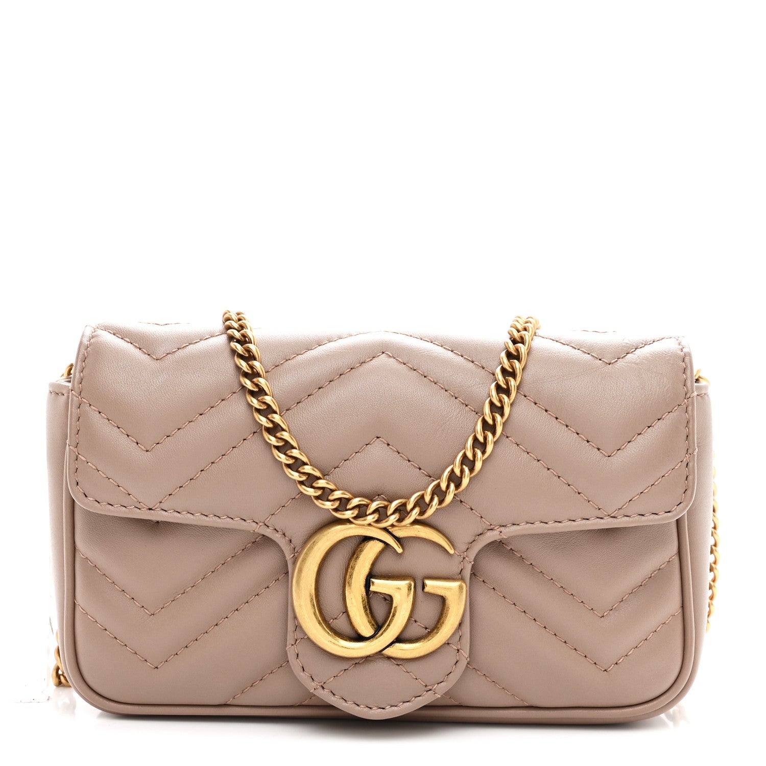 Gucci Calfskin Matelasse Super Mini GG Marmont Shoulder Bag Porcelain Rose 1 of 11