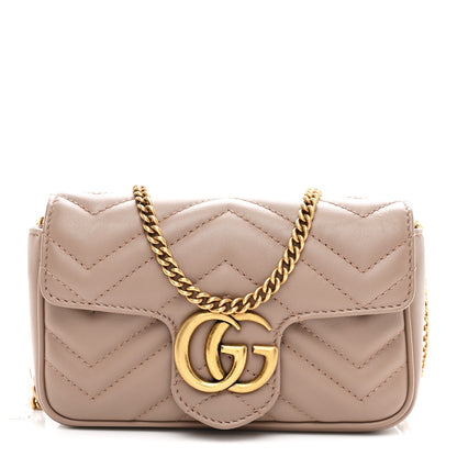 Gucci Calfskin Matelasse Super Mini GG Marmont Shoulder Bag Porcelain Rose 1 of 11