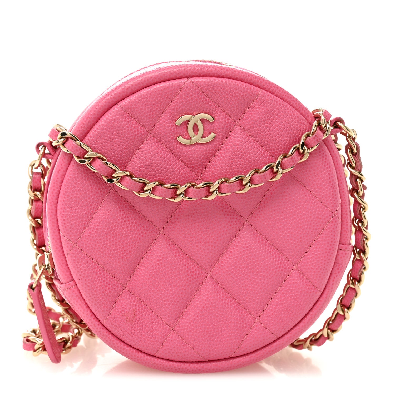 Chanel Caviar Quilted Round Clutch With Chain Pink 1 of 10