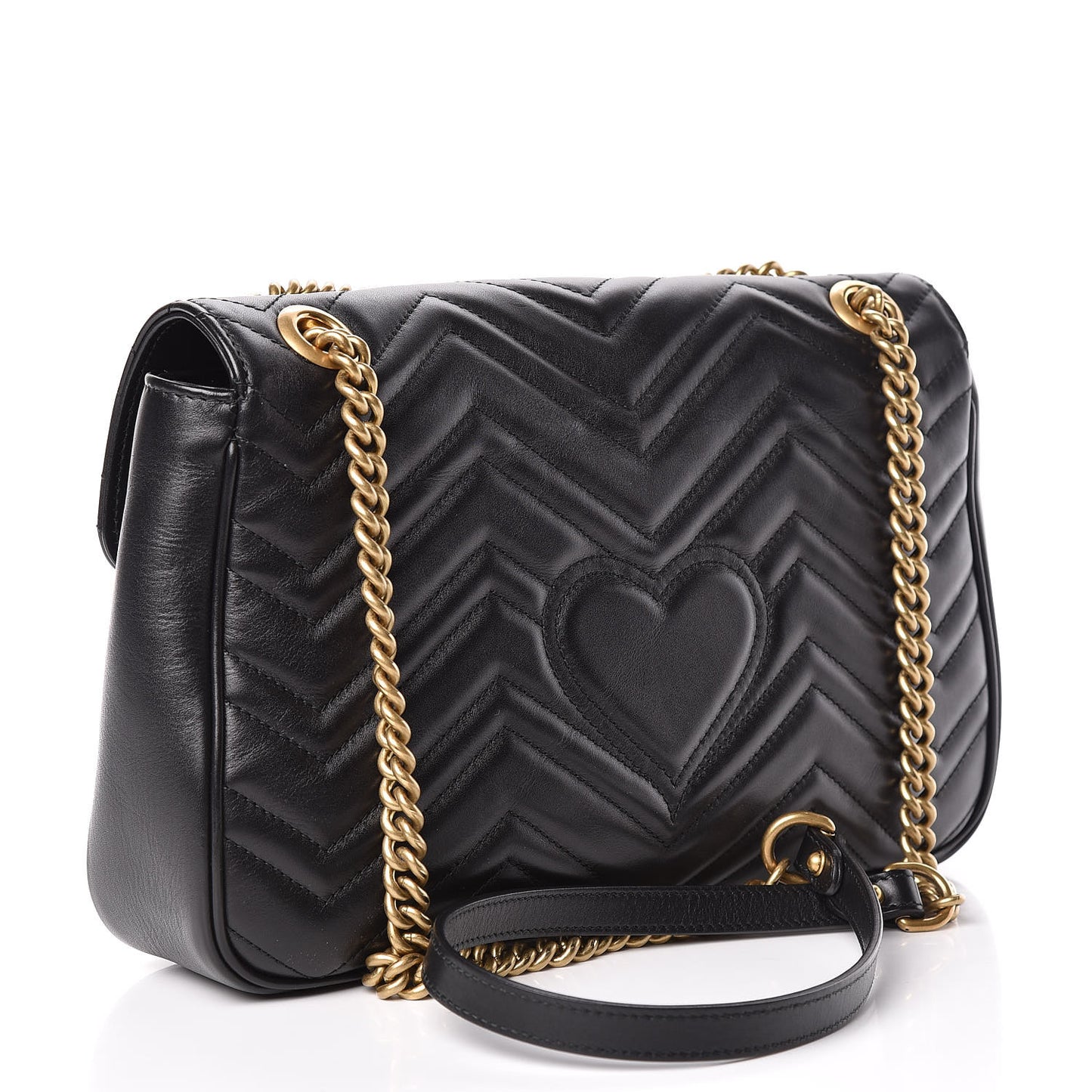 Calfskin Matelasse Medium GG Marmont Shoulder Bag Black