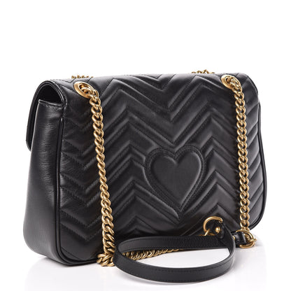 Gucci Calfskin Matelasse Medium GG Marmont Shoulder Bag Black 3 of 12