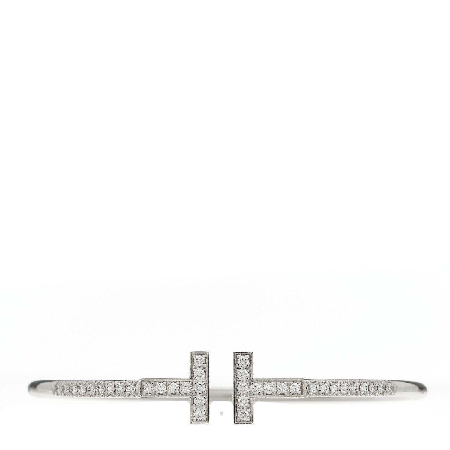 Tiffany 18K White Gold Diamond T Wire Pave Bracelet 1 of 4