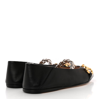 Gucci Nappa Lumiere Deva Horsebit Chain Embellished Flats 35 Black 4 of 12