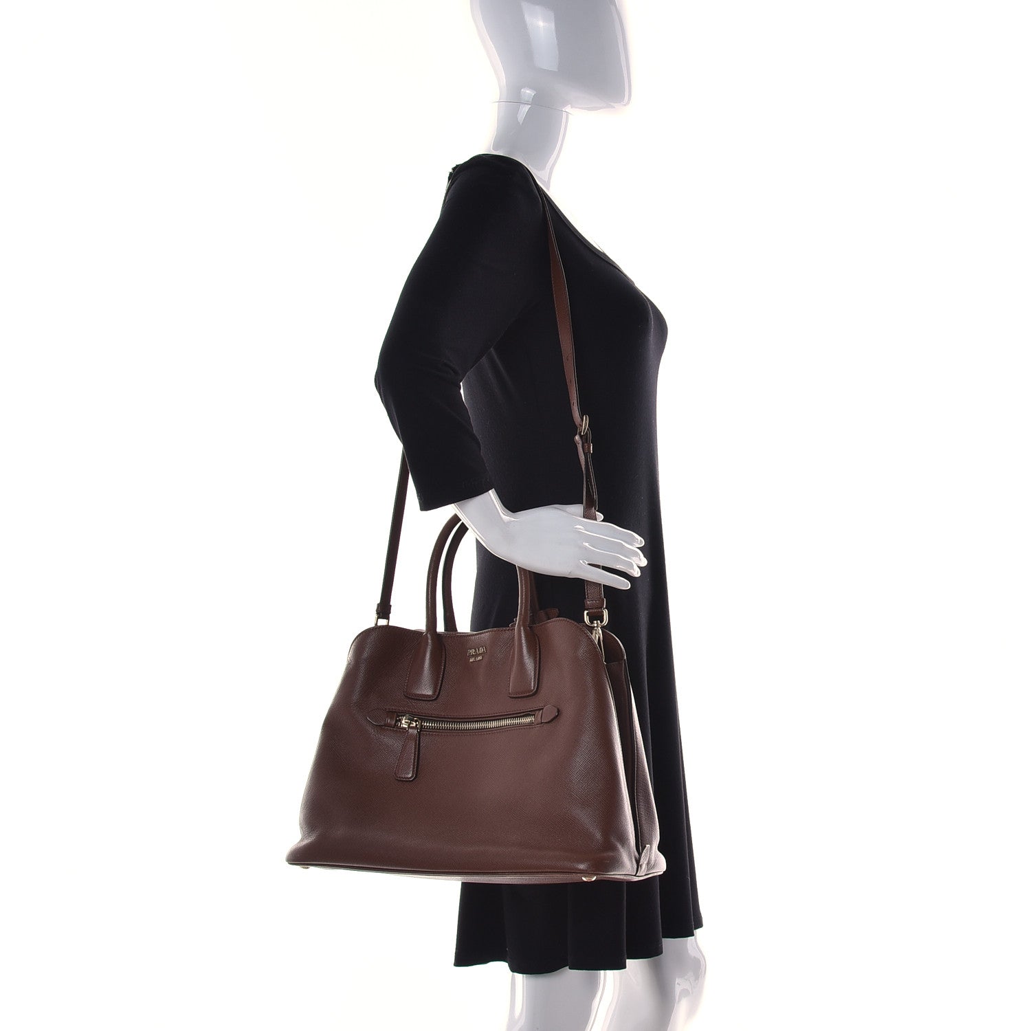 Prada Saffiano Cuir Open Promenade Tote Palissandro 2 of 15