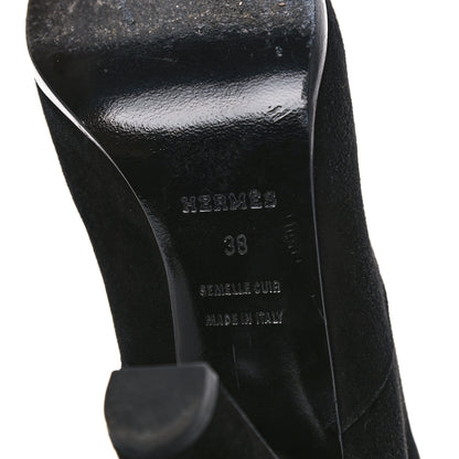 Hermes Suede Ankle Boots 38 Black Navy 6 of 10