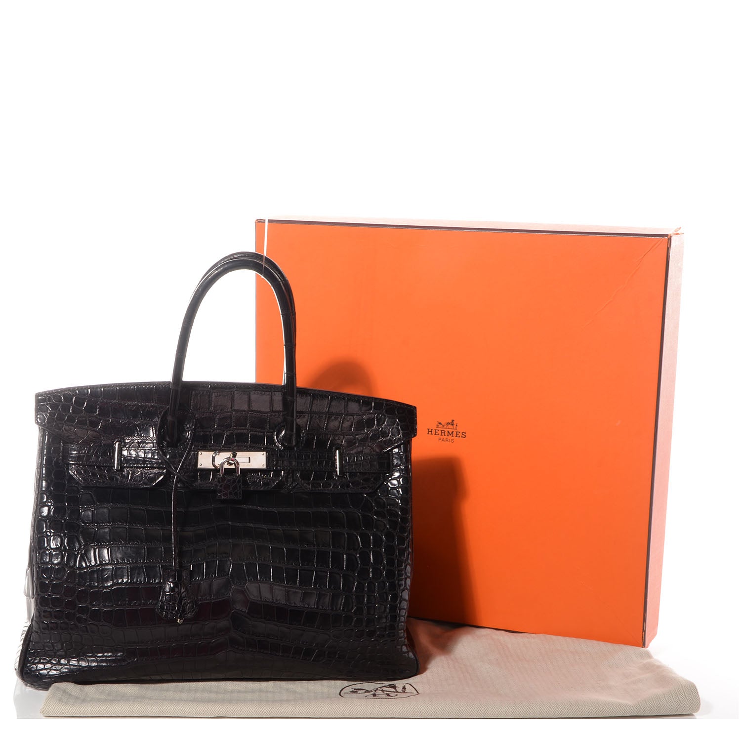 Hermes Matte Porosus Crocodile Birkin 35 Black 4 of 10