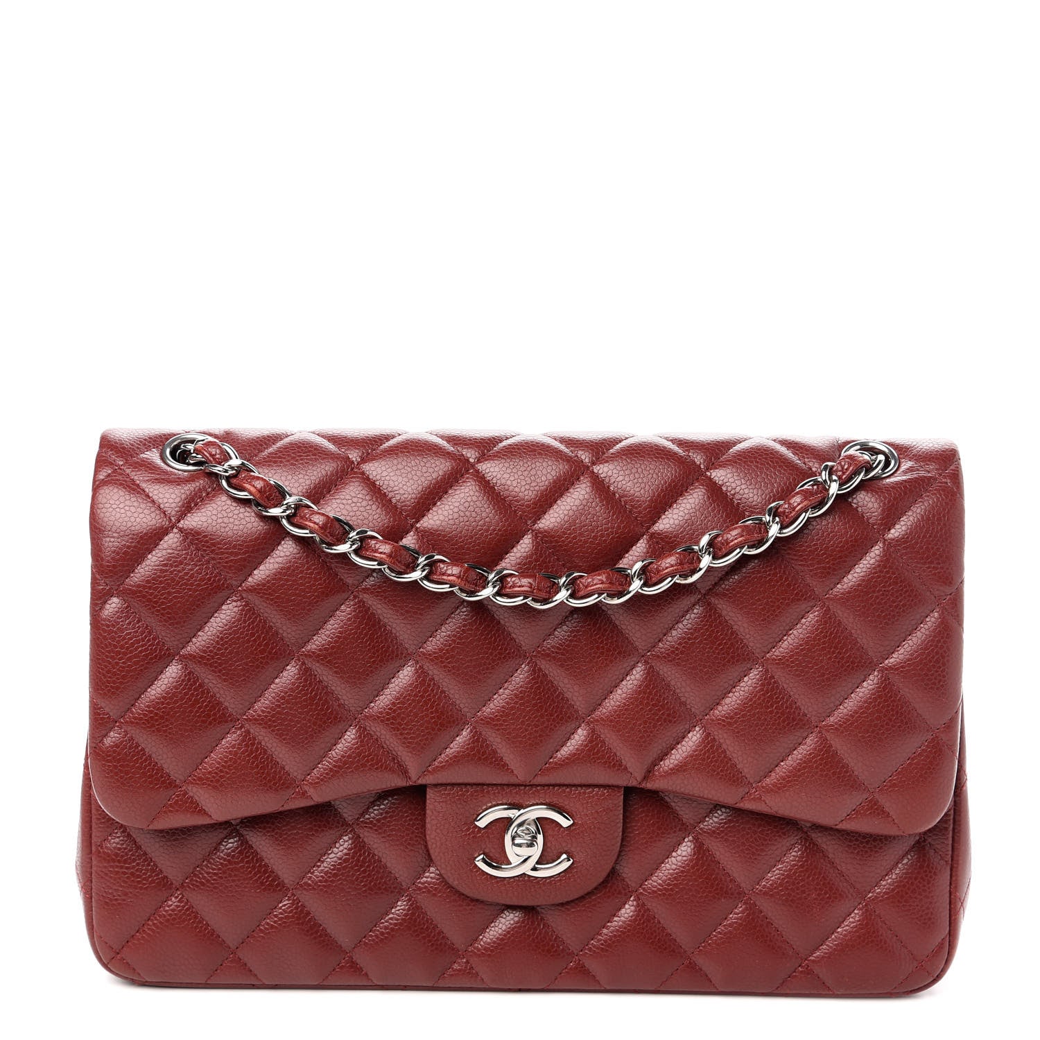 Chanel Caviar Quilted Jumbo Double Flap Dark Red 1 of 10