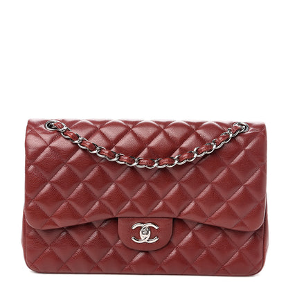 Chanel Caviar Quilted Jumbo Double Flap Dark Red 1 of 10