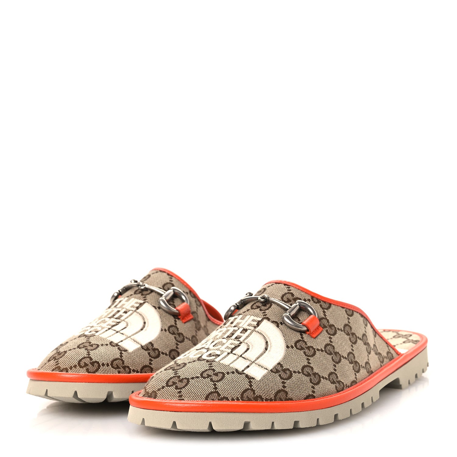 Gucci x NORTH FACE Canvas GG Monogram Clog Mules 10 Beige Mystic White Deep Orange 4 of 11