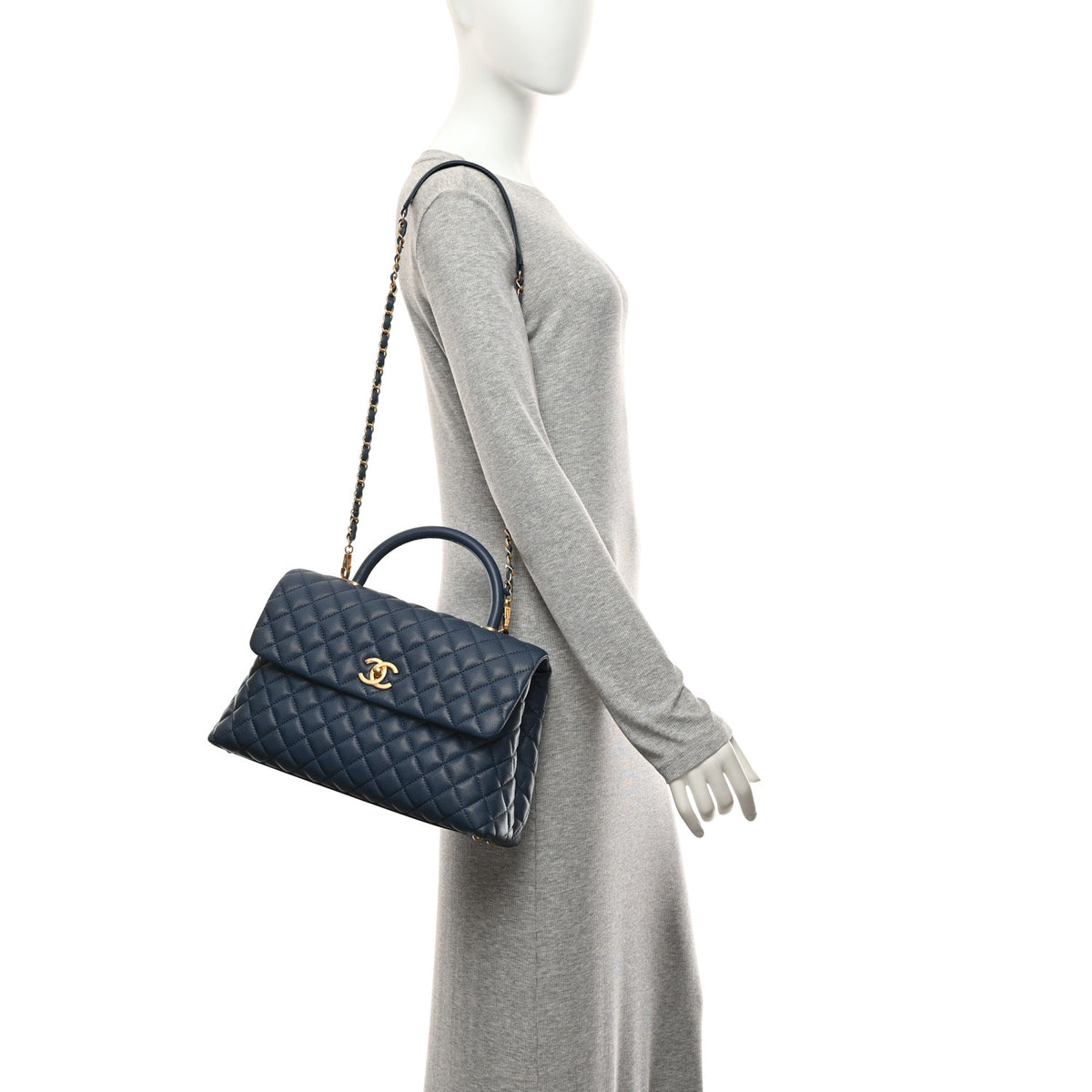 Caviar Quilted Medium Coco Handle Flap Blue