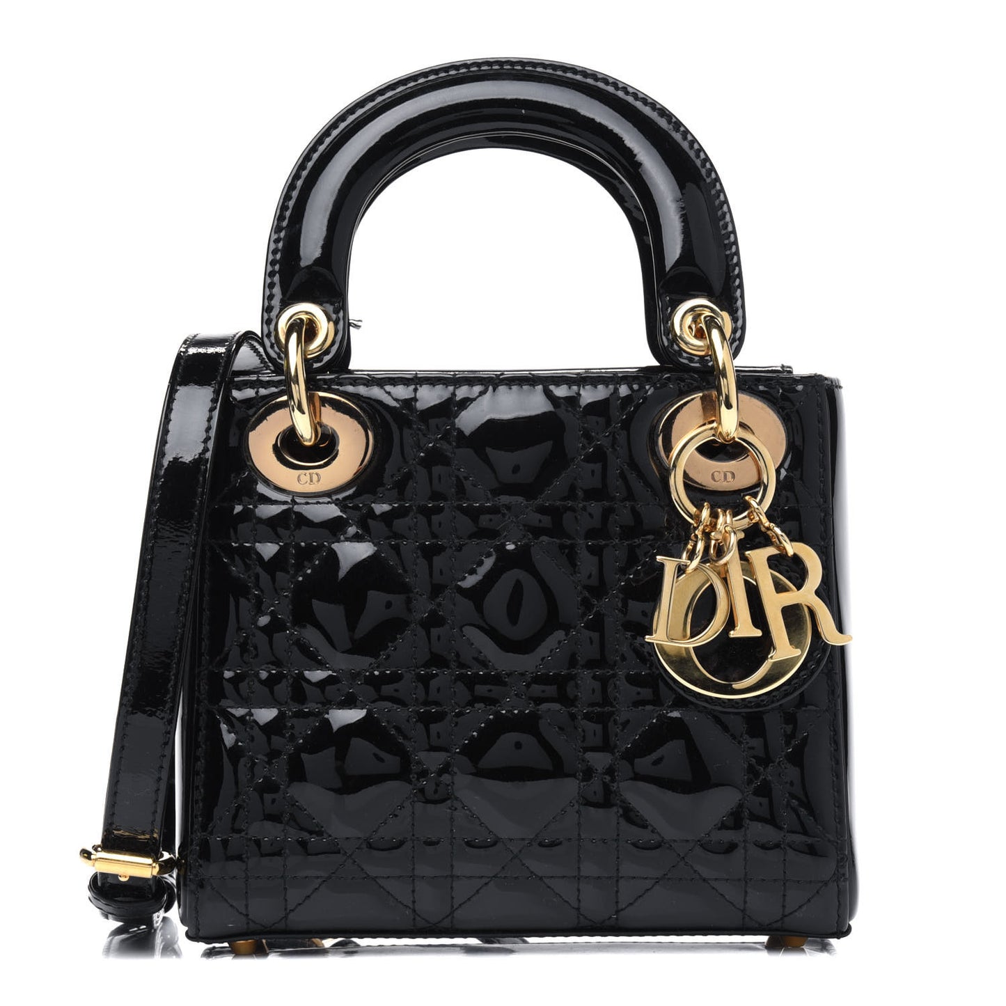 Patent Cannage Mini Lady Dior Black