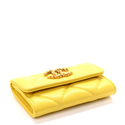 Chanel Lambskin Quilted Chanel 19 Flap Card Holder Yellow 4 of 8