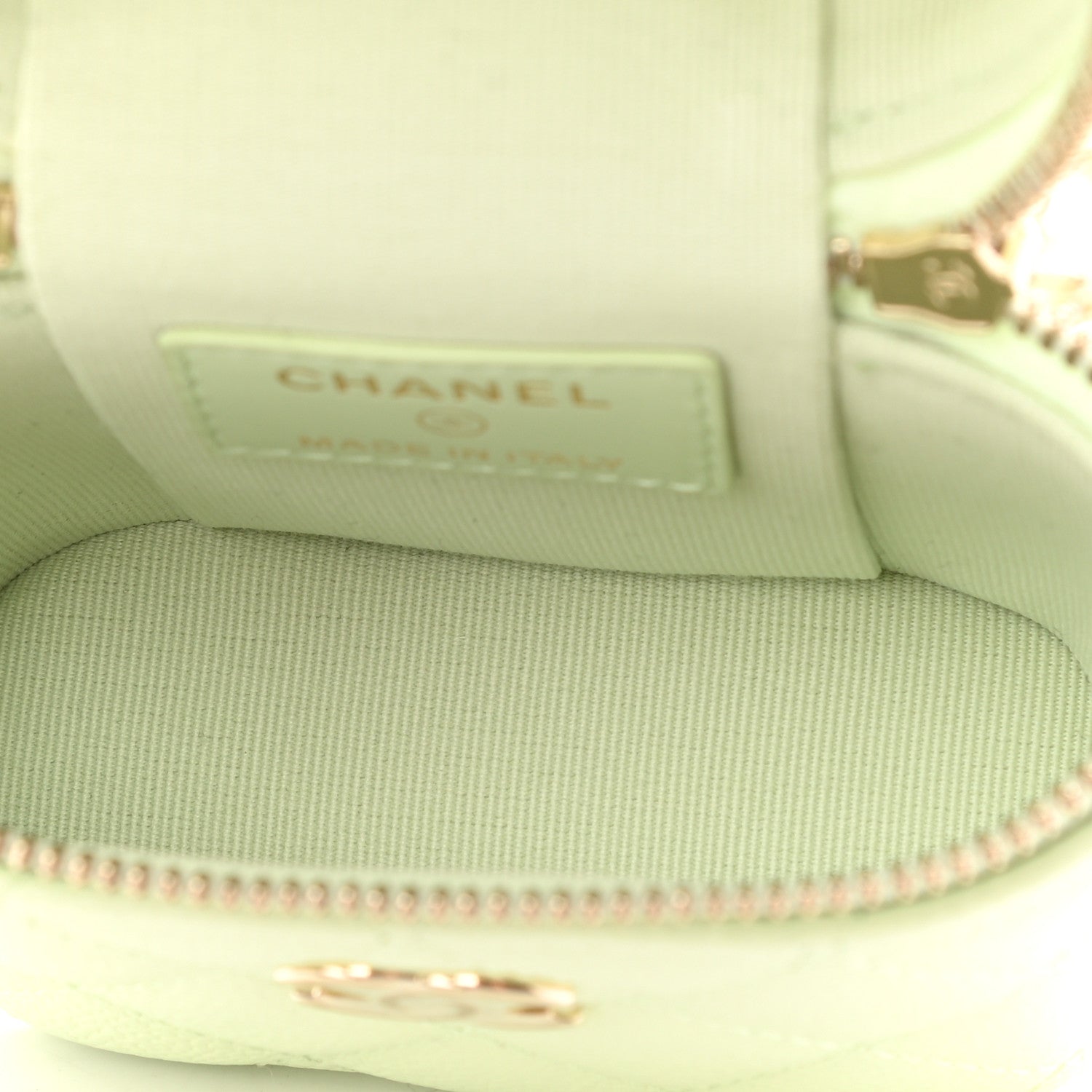 Chanel Caviar Quilted Small Handle With Care Vanity Case With Chain Light Green 5 of 9