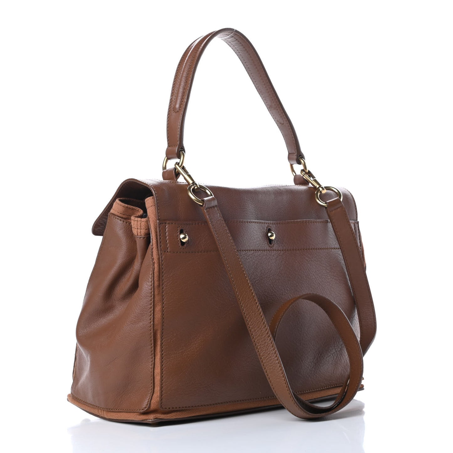 Calfskin Canvas Medium Muse Two Brown