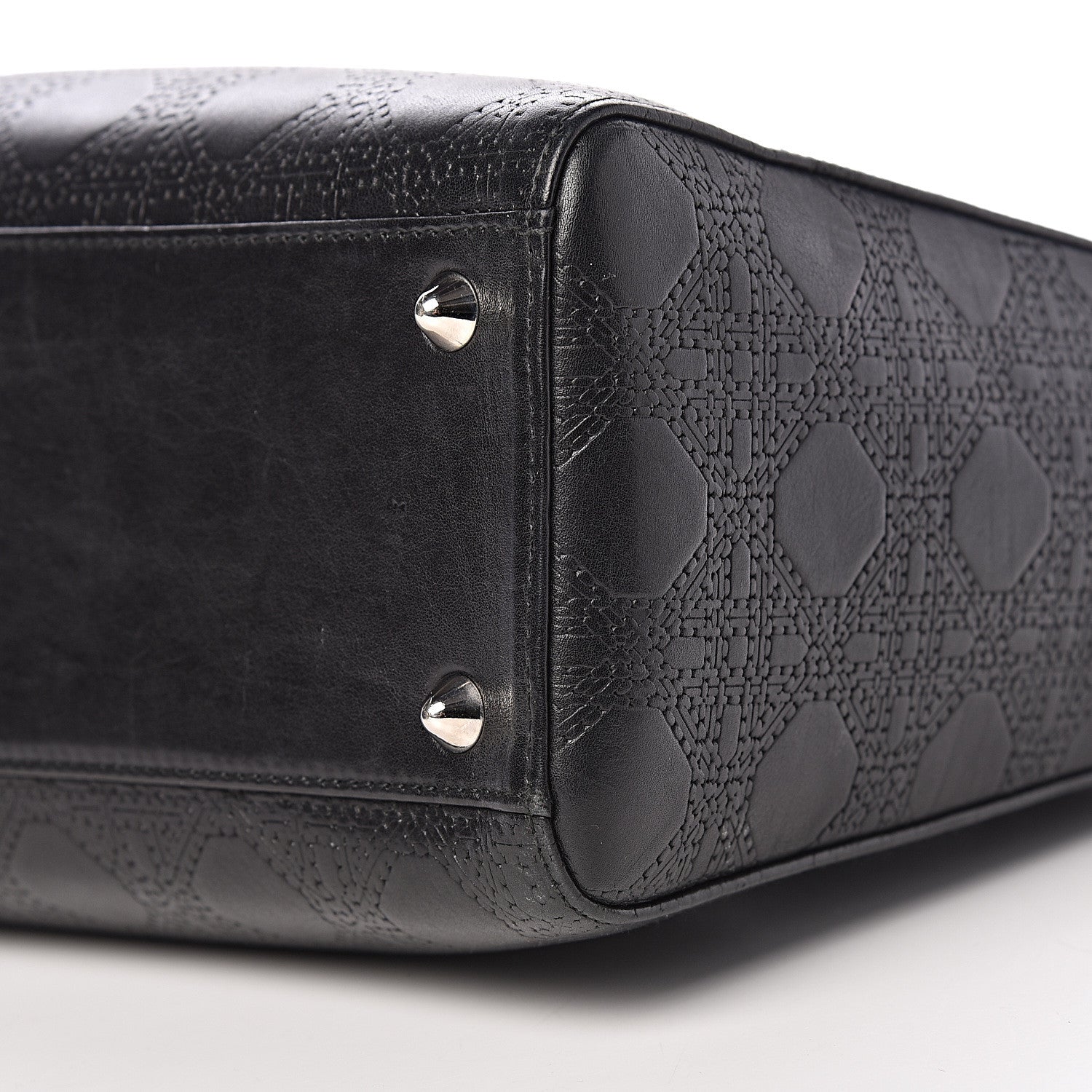 Christian Dior Lambskin Embossed Cannage Large Lady Dior Black 15 of 15