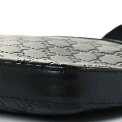 Gucci Guccissima Signature Medium Flat Messenger Bag Black 11 of 11