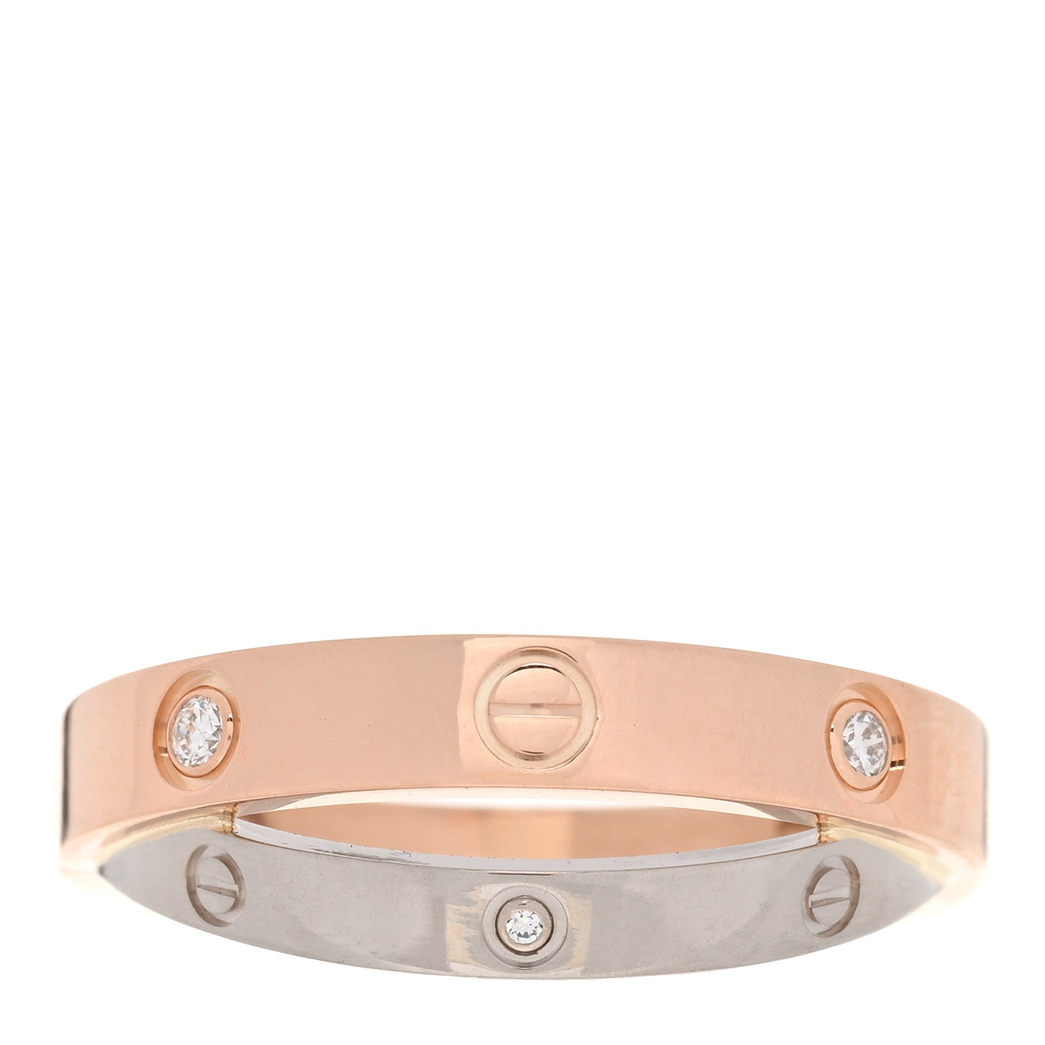 Cartier 18K Pink White Gold 6 Diamond LOVE Ring 52 6 3 of 5