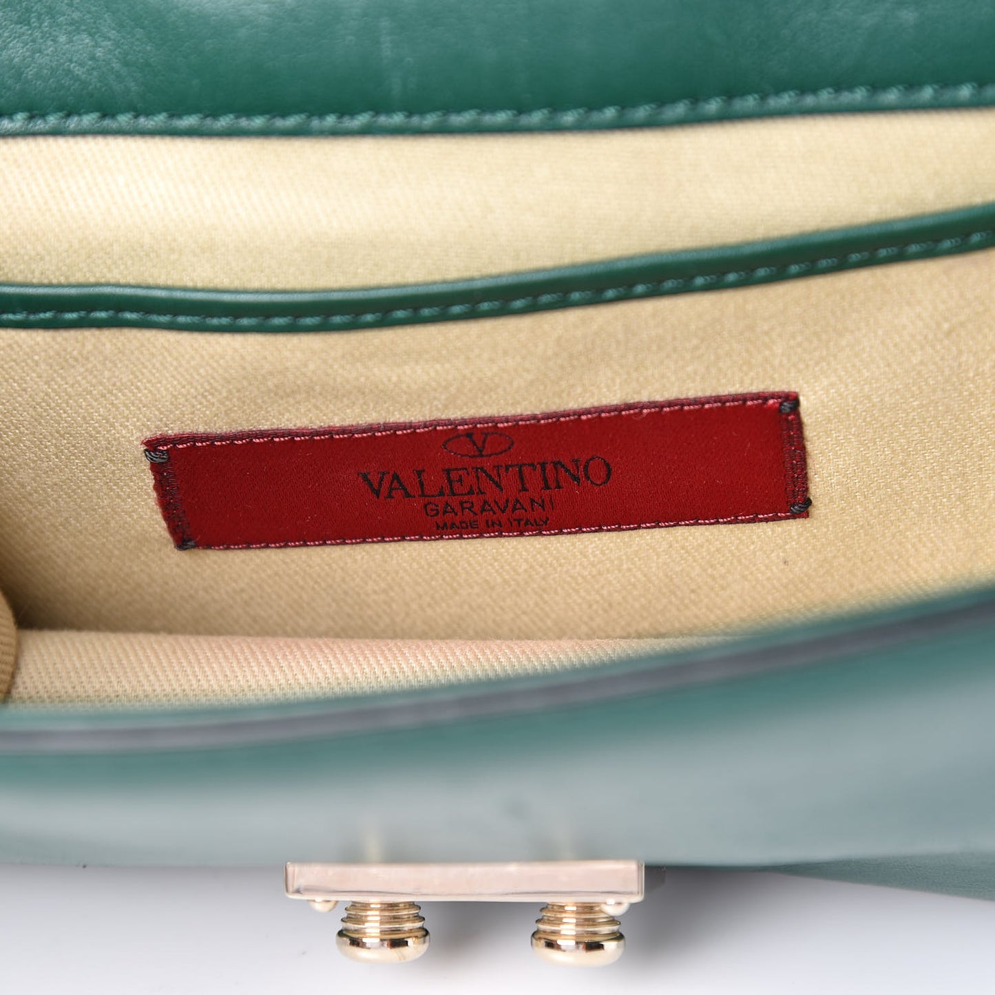 Vitello Mini Glam Lock Rockstud Flap Green