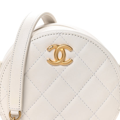 Chanel Calfskin Quilted Pearl Round Clutch With Chain White 8 of 10