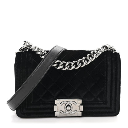 Chanel Velvet Quilted Small Boy Flap Black 1 of 11