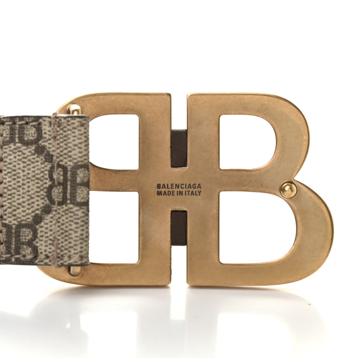 X BALENCIAGA BB Supreme Monogram 40mm Belt 95 38 Beige Ebony Dark Brown
