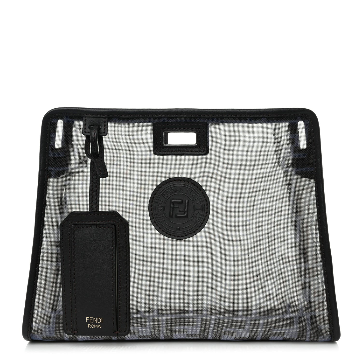 Fendi Mesh Vitello Century FF 1974 Mini Peekaboo Defender Cover Azzurro Black Ebano 1 of 10