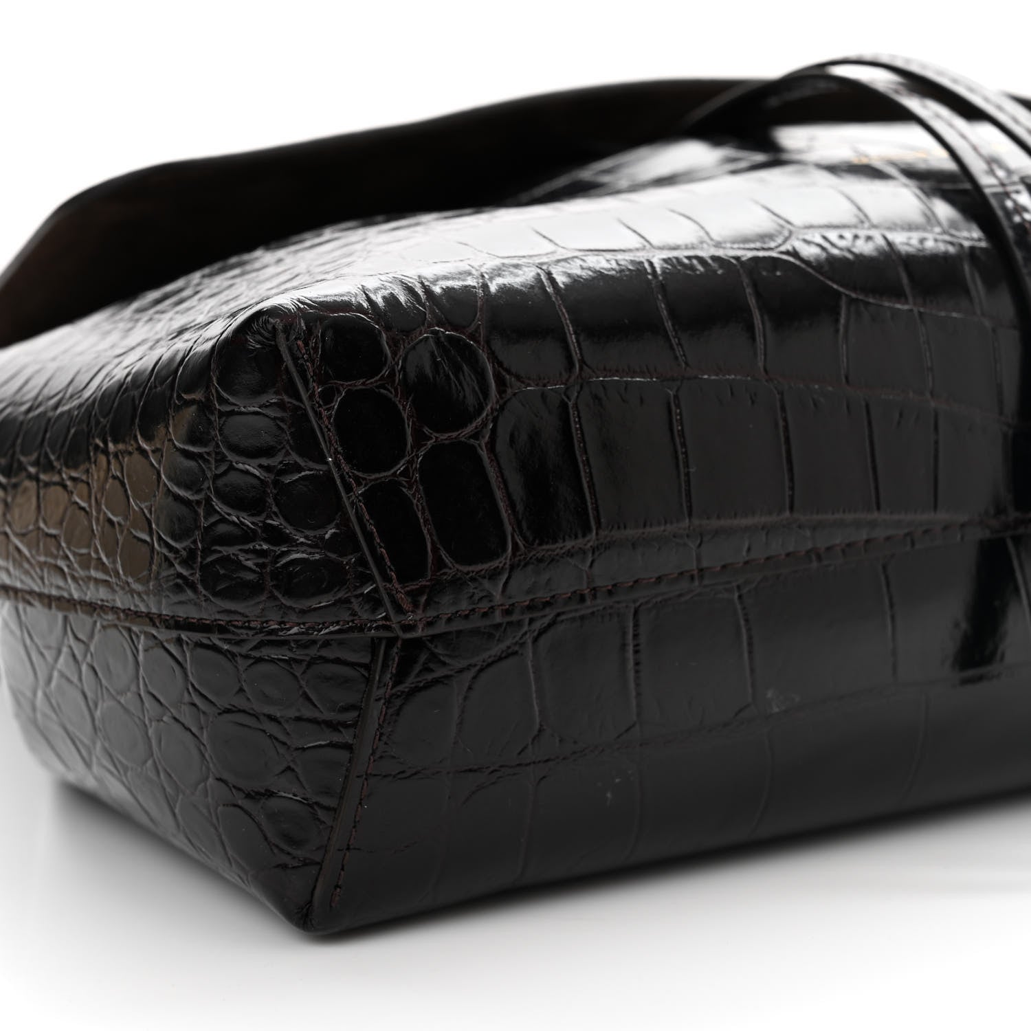 Mansur Gavriel Calfskin Crocodile Embossed Lady Bag Brown 8 of 13