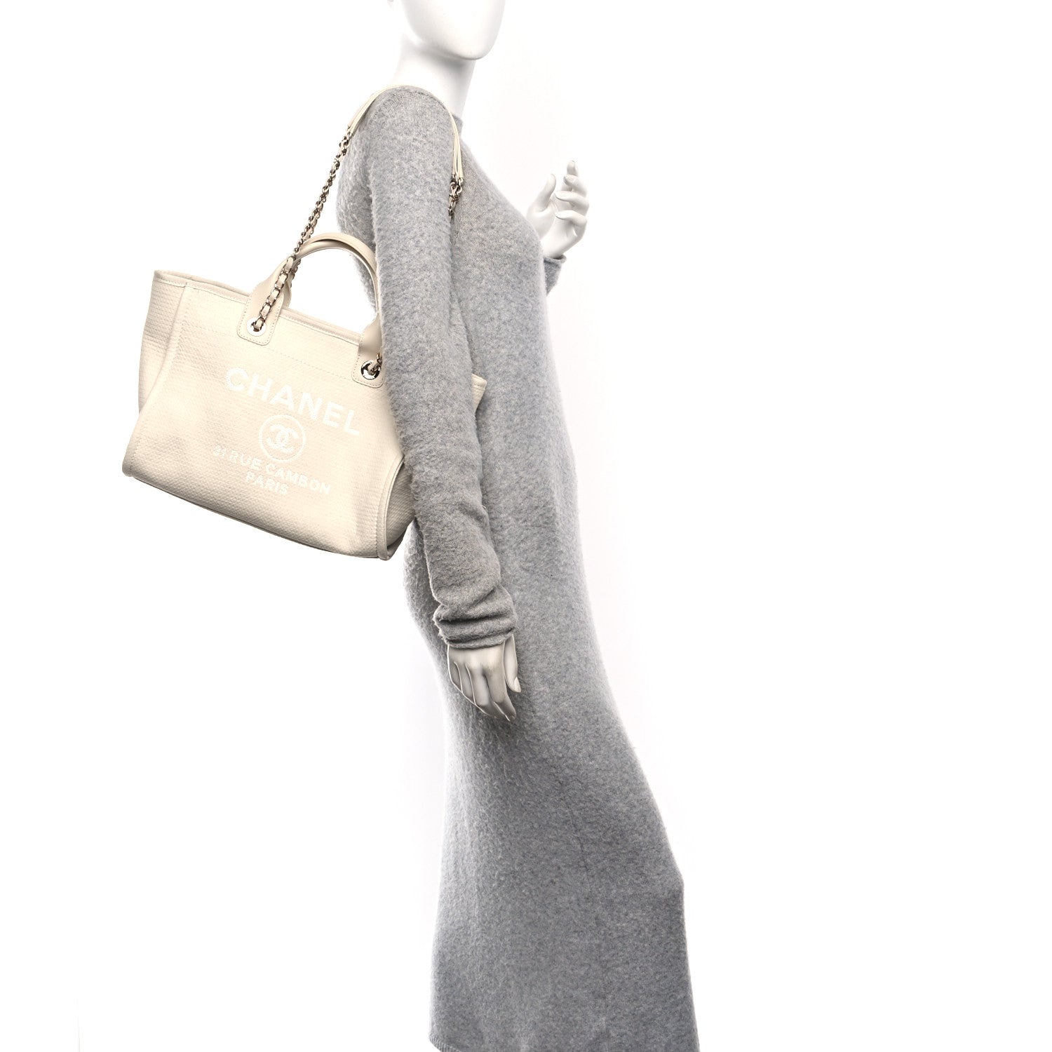 Chanel Mixed Fibers Small Deauville Tote White 2 of 10