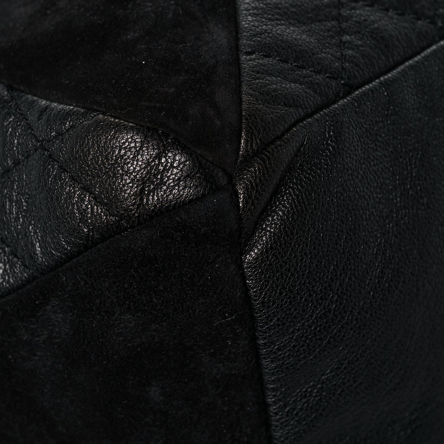 Chanel Goatskin Suede Calfskin Quilted Patchwork Drawstring Bag Black 11 of 14