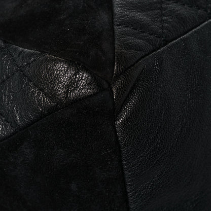 Chanel Goatskin Suede Calfskin Quilted Patchwork Drawstring Bag Black 11 of 14