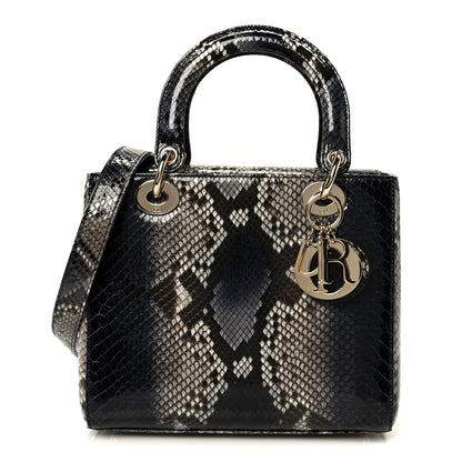Christian Dior Snakeskin Small Lady Dior Bleu Multicolor 1 of 10