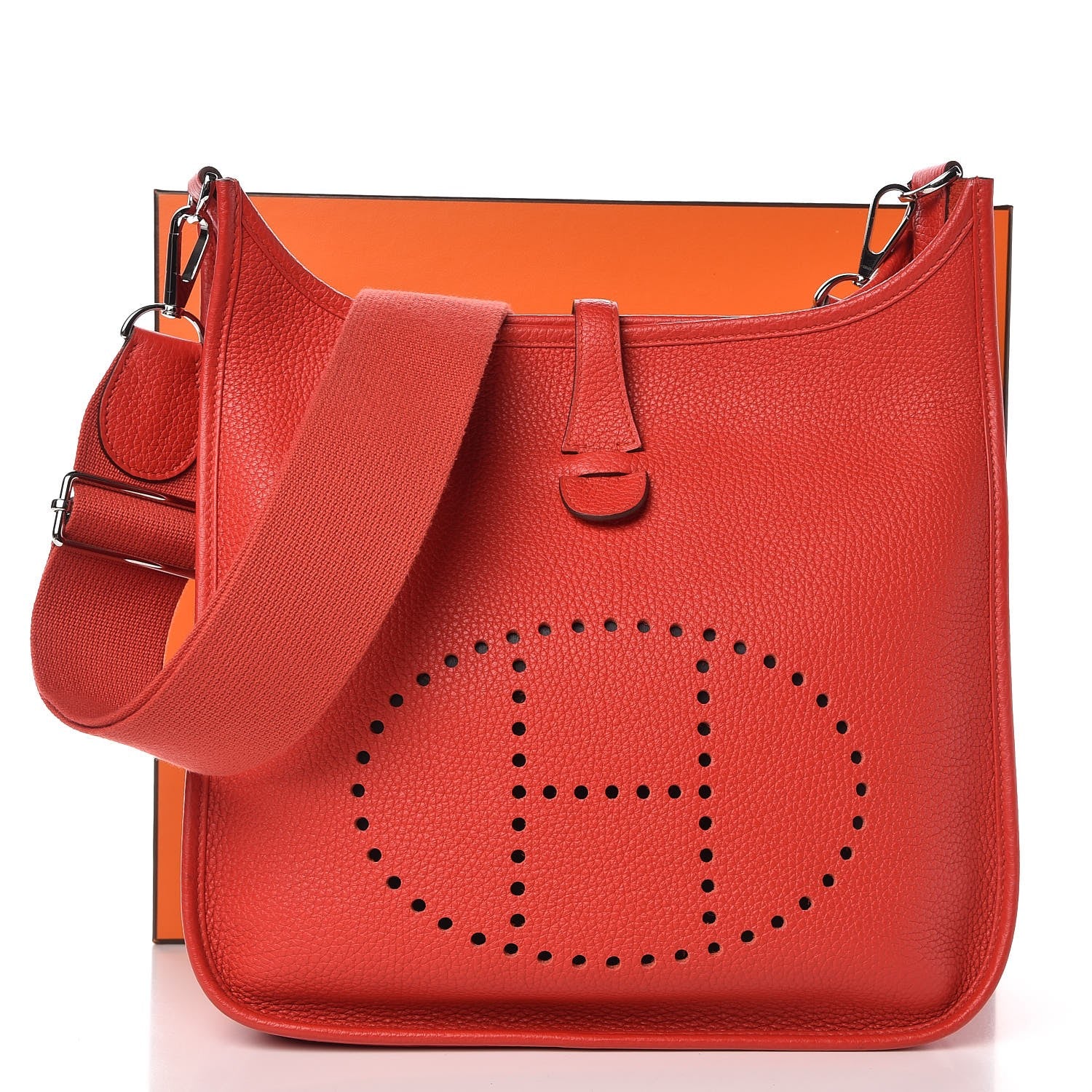 Hermes Taurillon Clemence Evelyne III PM Rouge Tomate 8 of 8
