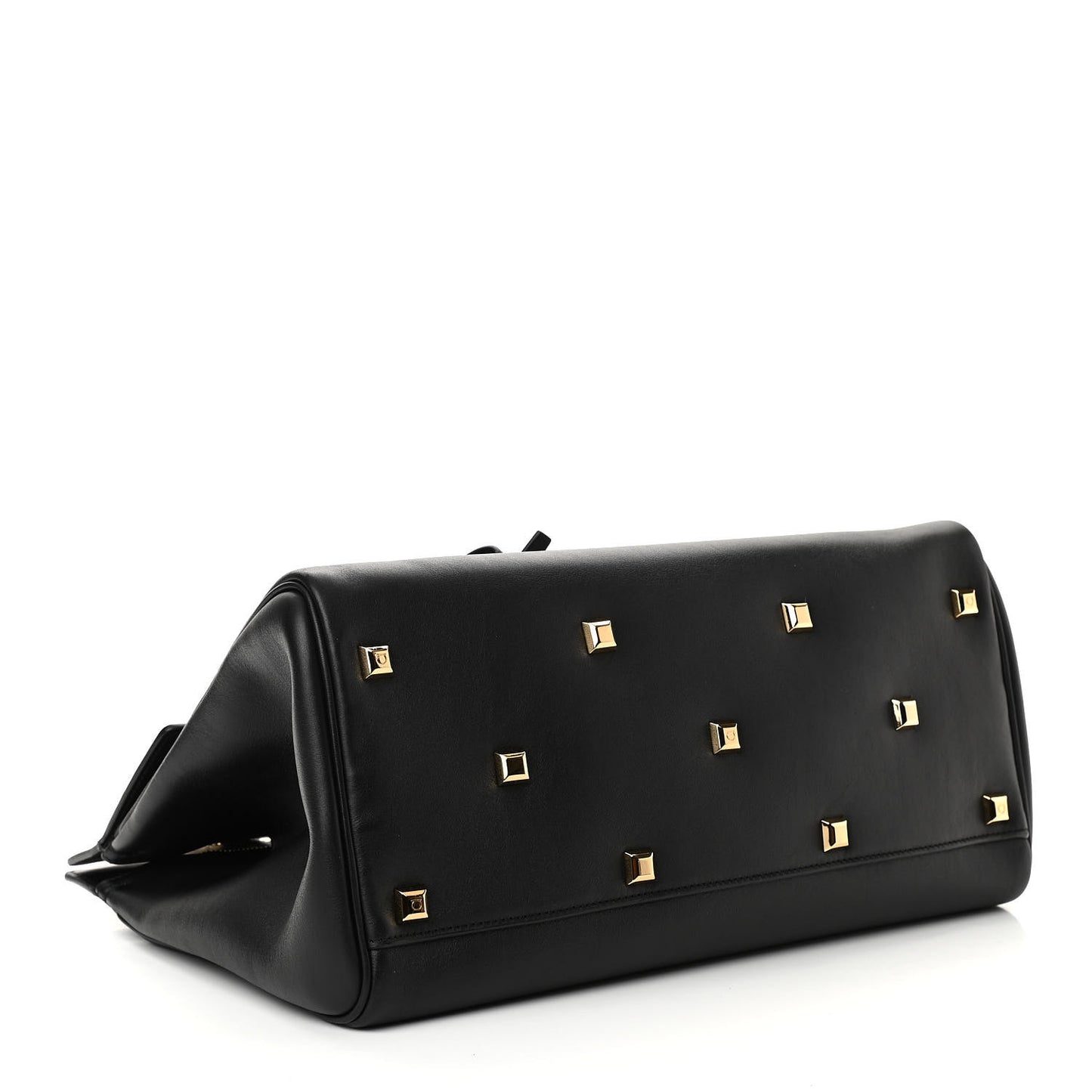 Hammered Calfskin Medium Studio Bag Black
