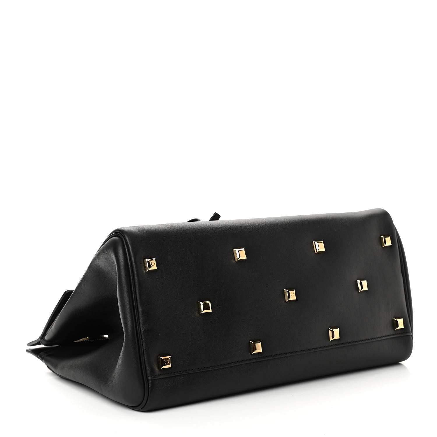 Salvatore Ferragamo Hammered Calfskin Medium Studio Bag Black 4 of 11