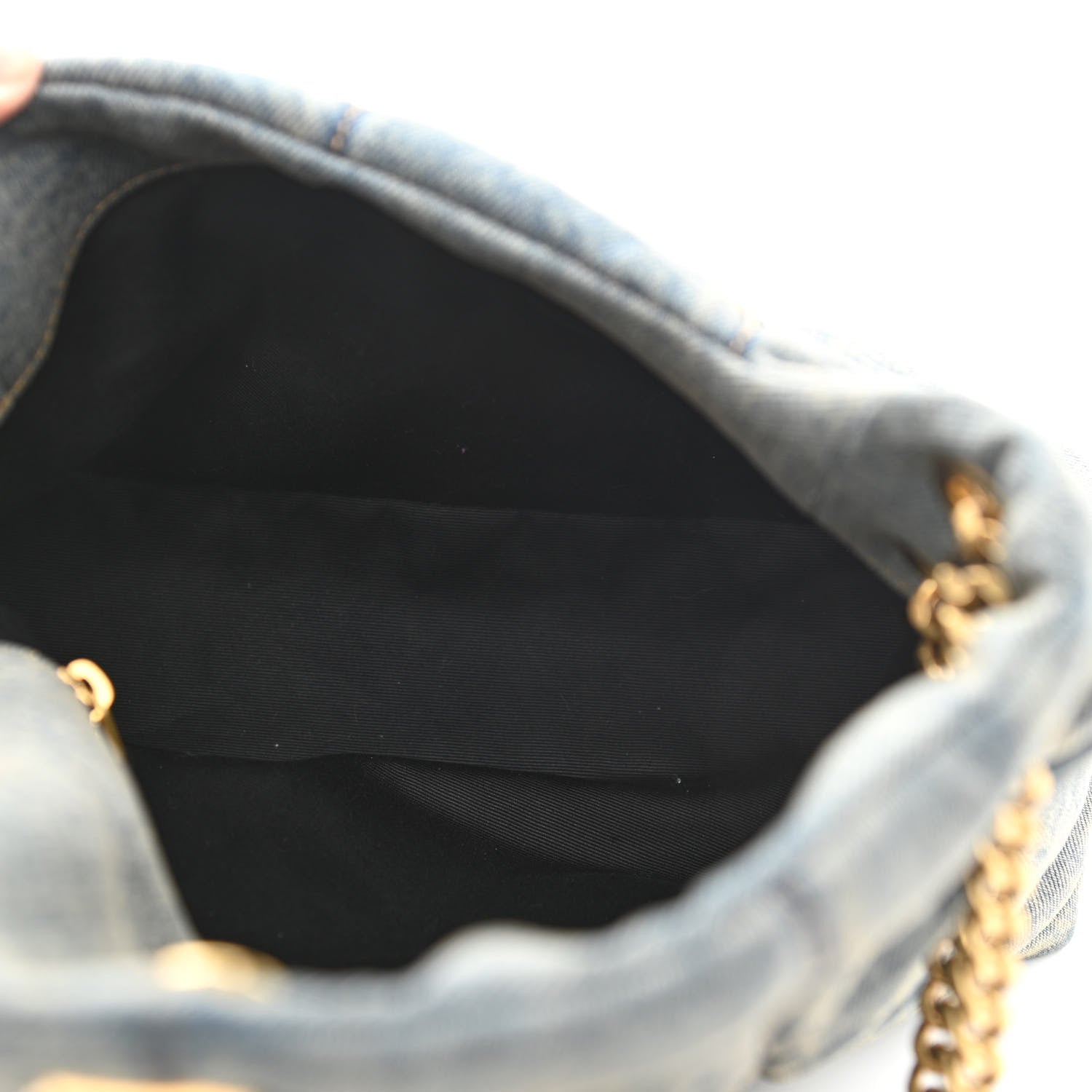 Saint Laurent Denim Quilted Small Loulou Puffer Monogram Chain Satchel Blue Cinnamon 5 of 9