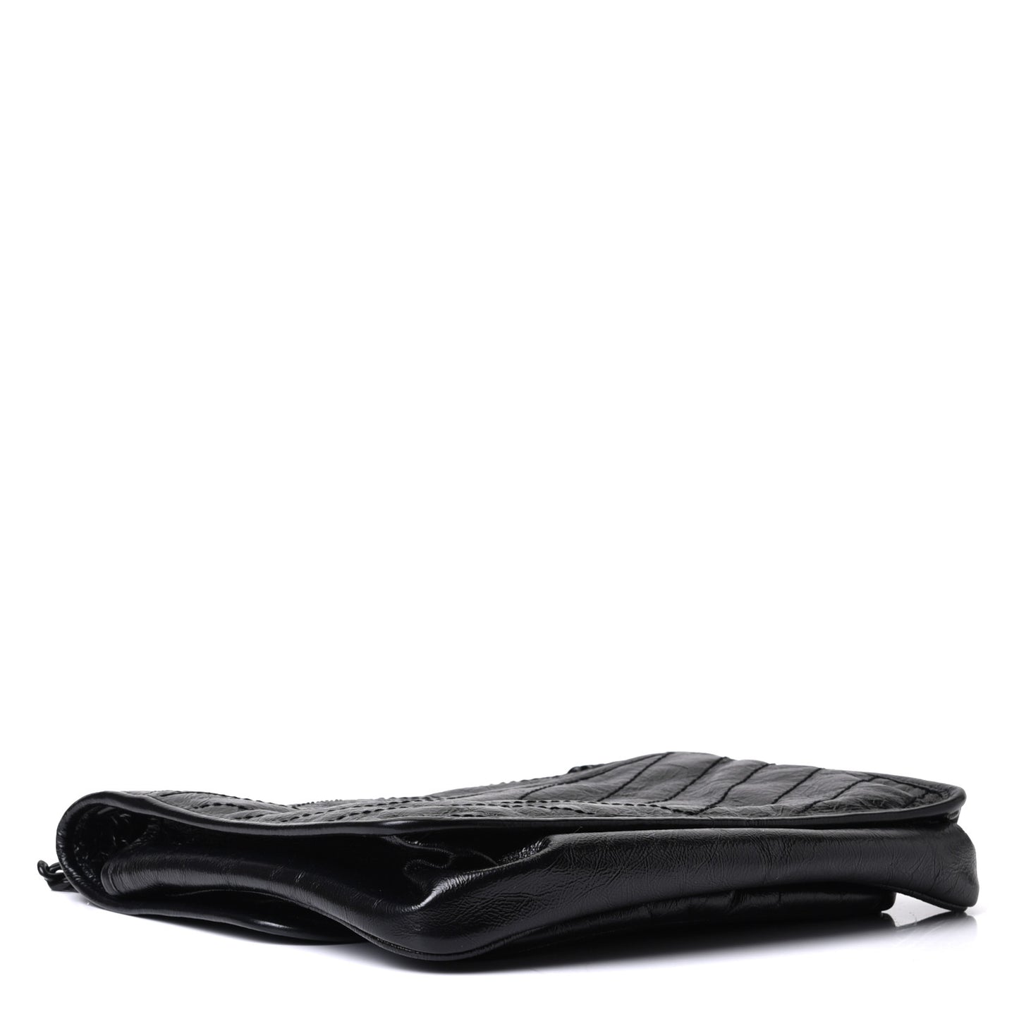 Crinkled Calfskin Matelasse Monogram Medium Niki Chain Satchel Black