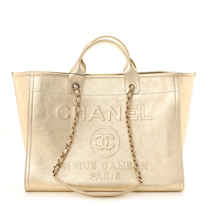 Chanel Metallic Calfskin Medium Deauville Tote Gold 3 of 12