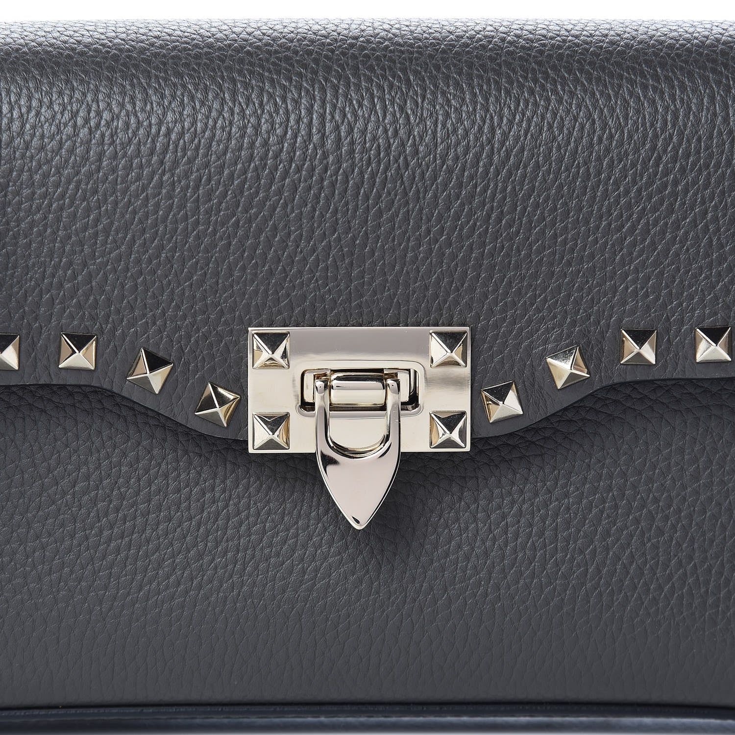 Valentino Garavani Pebbled Calfskin Medium Rockstud Flip Lock Crossbody Bag Graphite 7 of 9