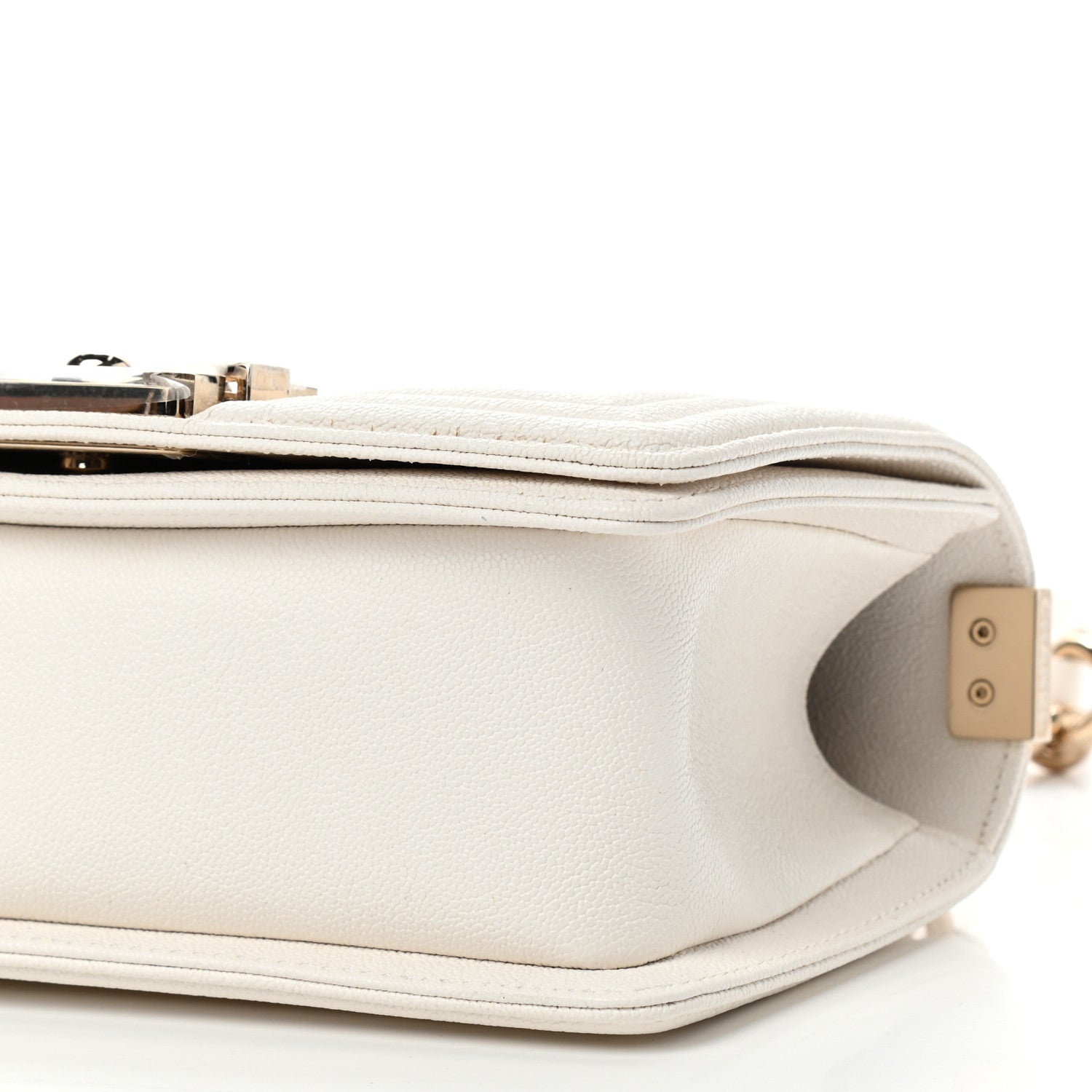 Chanel Caviar Chevron Quilted Small Boy Flap White 9 of 9